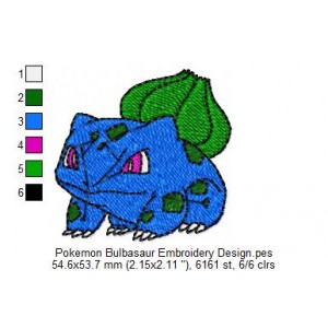 Pokemon Bulbasaur Embroidery Design